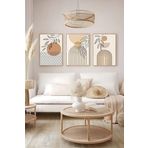Ar Ajans Kanvas Tablo Soyut 3 Lü Set Boho Dekoratif Mdf Tablo 30 X 40