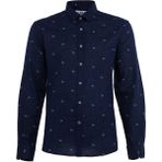 AR-MA Arma Erkek Siyah Desenli Keten Gömlek - Lacivert - 2XL