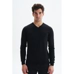 AR-MA Arma Erkek Slim Fit Likralı Pamuklu Örme V Yaka Triko Kazak K0kro0854 Siyah