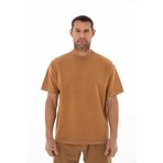 Ar-ma Erkek Bisiklet Yaka Sweatshirt Basic Baskisiz Cepsiz Kisa Kollu Örme Kumaş Oversize%95 Pamuk%5 Likra 30/2 Diagonal 2 İplik Y25344376401 Kahverengi-K3