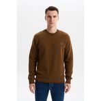 Ar-ma Erkek Bisiklet Yaka Sweatshirt Basic Baskisiz Cepsiz Örme Kumaş Regular Fit%65 Pamuk%35 Polyester 30/2 Karbon Firçali Selanik K30124699002 Kahverengi-K7