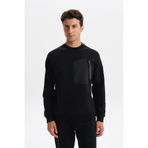 Ar-ma Erkek Bisiklet Yaka Sweatshirt Basic Baskisiz Sol Göğüs Cepli Örme Kumaş Slim Fit%80 Pamuk%14 Polyester%6 Elastan Scuba İnterlok K30124685402 Siyah-S1
