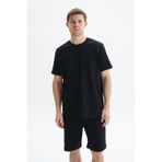 Ar-ma Erkek Bisiklet Yaka Tişört Baskisiz Basic Örme Kumaş Regular Fit%100 Pamuk 24/2 Kompakt Süprem Y29344449002 Siyah-S1