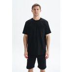 Ar-ma Erkek Bisiklet Yaka Tişört Baskisiz Basic Sol Göğüs Cepli Örme Kumaş Regular Fit%100 Pamuk 24/2 Kompakt Süprem Y29344449202 Siyah-S1
