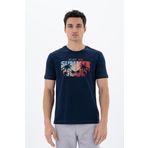 Ar-ma Erkek Bisiklet Yaka Tişört Resim Baskili Örme Kumaş Regular Fit%100 Pamuk 30/1 Penye Süprem Y25344404001 Lacivert-L1