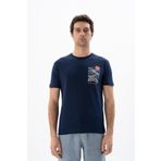 Ar-ma Erkek Bisiklet Yaka Tişört Resim Baskili Örme Kumaş Regular Fit%100 Pamuk 30/1 Penye Süprem Y25344405201 Lacivert-L1