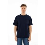 Ar-ma Erkek Bisiklet Yaka Tişört Yazi Baskili Örme Kumaş Oversize%100 Pamuk 30/1 Penye Süprem Y25344403101 Lacivert-L1