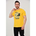 Ar-ma Erkek Bisiklet Yaka Tişört Yazi Baskili Örme Kumaş Regular Fit %100 Pamuk 30/1 Penye Süprem Y22344402501 - XL - Sarı