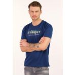 Ar-ma Erkek Bisiklet Yaka Tişört Yazi Baskili Örme Kumaş Regular Fit%100 Pamuk 30/1 Penye Süprem Y22344401401 İndigo-İ1