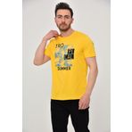 Ar-ma Erkek Bisiklet Yaka Tişört Yazi Baskili Örme Kumaş Regular Fit%100 Pamuk 30/1 Penye Süprem Y22344402501 Sarı-S1
