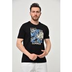 Ar-ma Erkek Bisiklet Yaka Tişört Yazi Baskili Örme Kumaş Regular Fit%100 Pamuk 30/1 Penye Süprem Y22344402501 Siyah-S1