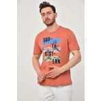 Ar-ma Erkek Bisiklet Yaka Tişört Yazi Baskili Örme Kumaş Regular Fit%100 Pamuk 30/1 Penye Süprem Y22344402601 Pembe-P4