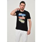 Ar-ma Erkek Bisiklet Yaka Tişört Yazi Baskili Örme Kumaş Regular Fit%100 Pamuk 30/1 Penye Süprem Y22344402601 Siyah-S1