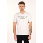 Ar-ma Erkek Bisiklet Yaka Tişört Yazi Baskili Örme Kumaş Slim Fit%93 Pamuk%7 Elastan 36/1 Full Elastan Süprem Y22344451001 Beyaz-B1