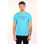 Ar-ma Erkek Bisiklet Yaka Tişört Yazi Baskili Örme Kumaş Slim Fit%93 Pamuk%7 Elastan 36/1 Full Elastan Süprem Y22344451001 Turkuaz-T1