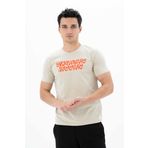 Ar-ma Erkek Bisiklet Yaka Tişört Yazi Baskili Örme Kumaş Slim Fit%93 Pamuk%7 Elastan 36/1 Full Elastan Süprem Y25344452001 Bej-B1