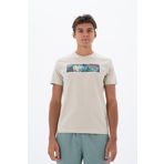 Ar-ma Erkek Bisiklet Yaka Tişört Yazi Baskili Örme Kumaş Slim Fit%93 Pamuk%7 Elastan 36/1 Full Elastan Süprem Y25344452101 Bej-B1
