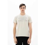 Ar-ma Erkek Bisiklet Yaka Tişört Yazi Baskili Örme Kumaş Slim Fit%93 Pamuk%7 Elastan 36/1 Full Elastan Süprem Y25364451701 Bej-B1