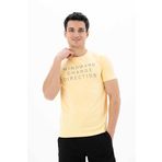 Ar-ma Erkek Bisiklet Yaka Tişört Yazi Baskili Örme Kumaş Slim Fit%93 Pamuk%7 Elastan 36/1 Full Elastan Süprem Y25364451701 Sarı-S1