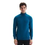 Ar-ma Erkek Boğazlı Triko Kazak Slim Fit%50 Pamuk%50 Akrilik Likralı Basic Baskısız K0KRO0862 Mavi-M11