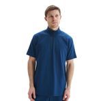 Ar-ma Erkek Dik Yaka Fermuarlı Tişört Regular Fit%100 Pamuk Süprem Basic Baskısız Y29344449302 İndigo-İ1