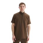 Ar-ma Erkek Dik Yaka Fermuarlı Tişört Regular Fit%100 Pamuk Süprem Basic Baskısız Y29344449302 Kahverengi-K1