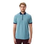Ar-ma Erkek Fermuarlı Polo Yaka Tişört Regular Fit%100 Pamuk Pike Basic Baskısız Y29374354302 Mavi-M24
