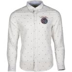 Ar-ma Erkek Gömlek Desenli Düğme Kapamali Cepsiz Uzun Kollu Gömlek Dokuma Kumaş Regular Fit %100 Pamuk Chambre Y9GKD1074 - Beyaz - 2XL