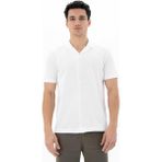 Ar-ma Erkek Gömlek Polo Yaka Kisa Kollu Düğme Kapamali Cepsiz Gömlek Büyük Beden Çift Toplama Penye Pike Y25184866501 - 2XL - Beyaz