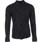 Ar-ma Erkek Gömlek Şal Desenli Düğme Kapamali Uzun Kollu Cepsiz Gömlek Örme Kumaş Regular Fit %100 Pamuk 30/1 Tek Toplama Licrali Pike K8GKO1050 - 2XL - Indigo