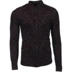 Ar-ma Erkek Gömlek Şal Desenli Düğme Kapamali Uzun Kollu Cepsiz Gömlek Örme Kumaş Regular Fit %100 Pamuk 30/1 Tek Toplama Licrali Pike K8GKO1051 - Bordo - XL