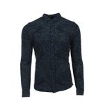 Ar-ma Erkek Gömlek Uzun Kollu%100 Pamuk Pike Kumaş Regular Fit Şal Desenli Düğmeli Likralı K8GKO1051 Turkuaz-T1