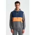 Ar-ma Erkek Kapşonlu Sweatshirt Baskisiz Kanguru Cepli Örme Kumaş Regular Fit%70 Pamuk%30 Polyester 30/1 Şardonlu Üç İplik K28254628101 Gri-G1