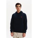 Ar-ma Erkek Kapşonlu Sweatshirt Baskisiz Kanguru Cepli Örme Kumaş Regular Fit%70 Pamuk%30 Polyester 30/1 Şardonlu Üç İplik K30254629202 Lacivert-L1