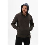 Ar-ma Erkek Kapşonlu Sweatshirt Baskisiz Kanguru Cepli Örme Kumaş Slim Fit%80 Pamuk%14 Polyester%6 Elastan Çift Tarafli İnterlok K26254987401 Yeşil-Y1
