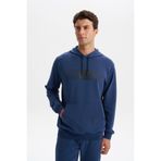Ar-ma Erkek Kapşonlu Sweatshirt Baskisiz Kanguru Cepli Örme Kumaş Slim Fit%80 Pamuk%14 Polyester%6 Elastan Scuba İnterlok K30254685202 İndigo-İ1