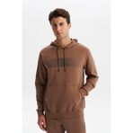 Ar-ma Erkek Kapşonlu Sweatshirt Baskisiz Kanguru Cepli Örme Kumaş Slim Fit%80 Pamuk%14 Polyester%6 Elastan Scuba İnterlok K30254685202 Kahverengi-K3