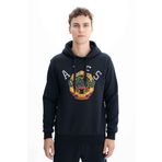 Ar-ma Erkek Kapşonlu Sweatshirt Yazi Baskili Cepsiz Örme Kumaş Regular Fit%70 Pamuk%30 Polyester 30/1 Şardonlu Üç İplik K26254625801 Lacivert-L1