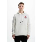 Ar-ma Erkek Kapşonlu Sweatshirt Yazi Baskili Kanguru Cepli Örme Kumaş Regular Fit%70 Pamuk%30 Polyester 30/1 Şardonlu Üç İplik K26254625001 Ekru-E1