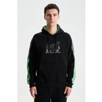 Ar-ma Erkek Kapşonlu Sweatshirt Yazi Baskili Kanguru Cepli Örme Kumaş Regular Fit%70 Pamuk%30 Polyester 30/1 Şardonlu Üç İplik K28254627701 Siyah-S1