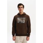 Ar-ma Erkek Kapşonlu Sweatshirt Yazi Baskili Kanguru Cepli Örme Kumaş Regular Fit%70 Pamuk%30 Polyester 30/1 Şardonlu Üç İplik K30254628702 Kahverengi-K1
