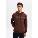 Ar-ma Erkek Kapşonlu Sweatshirt Yazi Baskili Kanguru Cepli Örme Kumaş Slim Fit%80 Pamuk%14 Polyester%6 Elastan Scuba İnterlok K30254685102 Kahverengi-K1
