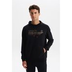 Ar-ma Erkek Kapşonlu Sweatshirt Yazi Baskili Kanguru Cepli Örme Kumaş Slim Fit%80 Pamuk%14 Polyester%6 Elastan Scuba İnterlok K30254685102 Siyah-S1