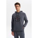 Ar-ma Erkek Kapşonlu Sweatshirt Yazi Baskili Yandan Fermuar Cepli Örme Kumaş Slim Fit%80 Pamuk%14 Polyester%6 Elastan Scuba İnterlok K30254685302 Gri-G3