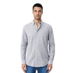 Ar-ma Erkek Keten Gömlek Baskisiz Basic Düğme Kapamali Cepsiz Uzun Kollu Gömlek Dokuma Kumaş Regular Fit%60 Pamuk%40 Keten Y31485118002 Gri-G2