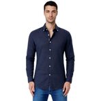 Ar-ma Erkek Keten Gömlek Baskisiz Basic Düğme Kapamali Cepsiz Uzun Kollu Gömlek Dokuma Kumaş Regular Fit%60 Pamuk%40 Keten Y31485118002 Lacivert-L1