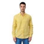 Ar-ma Erkek Keten Gömlek Baskisiz Basic Düğme Kapamali Cepsiz Uzun Kollu Gömlek Dokuma Kumaş Regular Fit%60 Pamuk%40 Keten Y31485118102 Sarı-S1