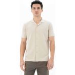 Ar-ma Erkek Polo Yaka Kısa Kollu Gömlek Regular Fit %100 Pamuk Penye Pike Düğme Kapamalı Cepsiz Y25374351101 - 2XL - Bej