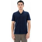 Ar-ma Erkek Polo Yaka Kısa Kollu Gömlek Regular Fit %100 Pamuk Penye Pike Düğme Kapamalı Cepsiz Y25374351101 - Lacivert - 2XL