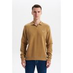 Ar-ma Erkek Polo Yaka Sweatshirt Basic Baskisiz Cepsiz Düğmesiz Örme Kumaş Regular Fit%65 Pamuk%35 Polyester 30/2 Karbon Firçali Selanik K30554698602 Kahverengi-K5